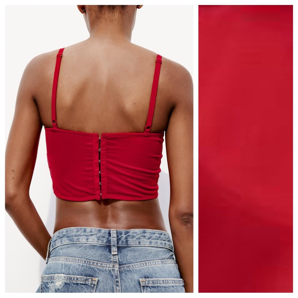NWT. Zara Red Lingerie Combination Tulle Corset/Top Spaghetti Strap. Size XXL. - Picture 4 of 12